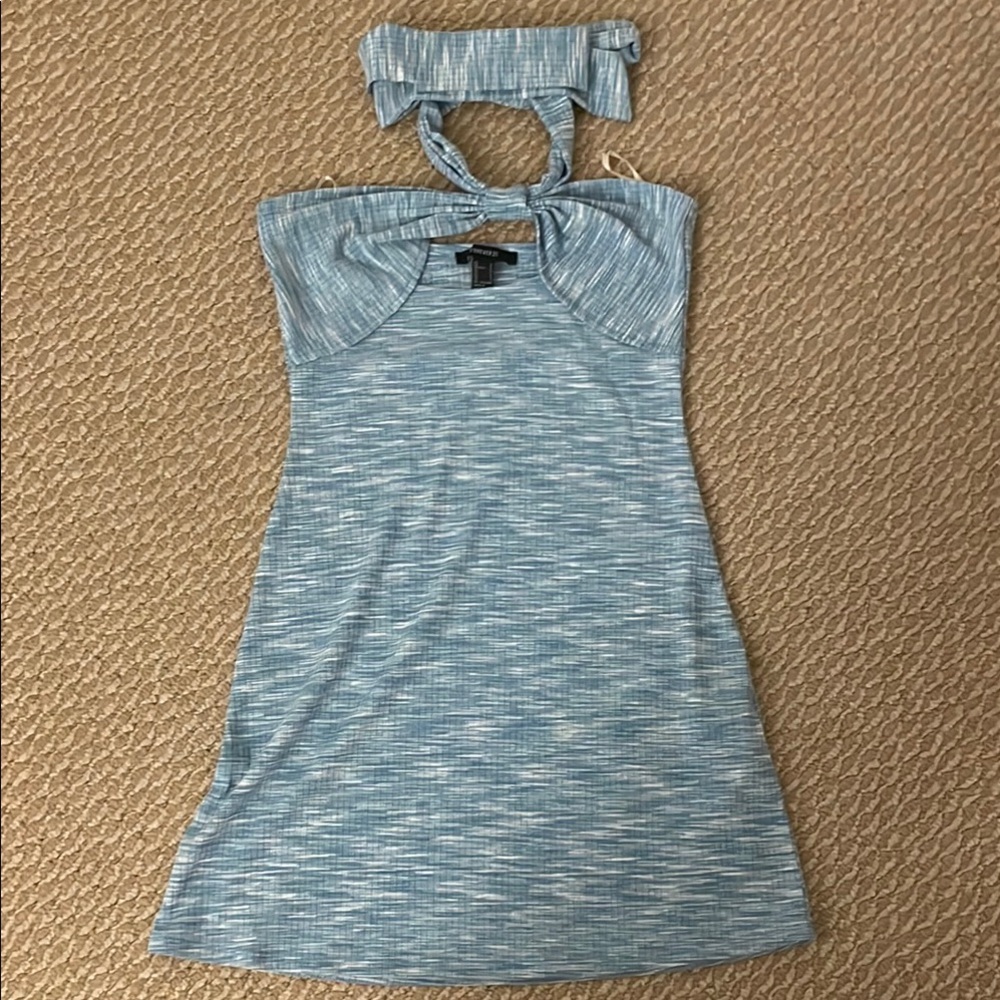 Bundle price - $8, Forever 21 Light Blue Halter Mini dress, women’s size S